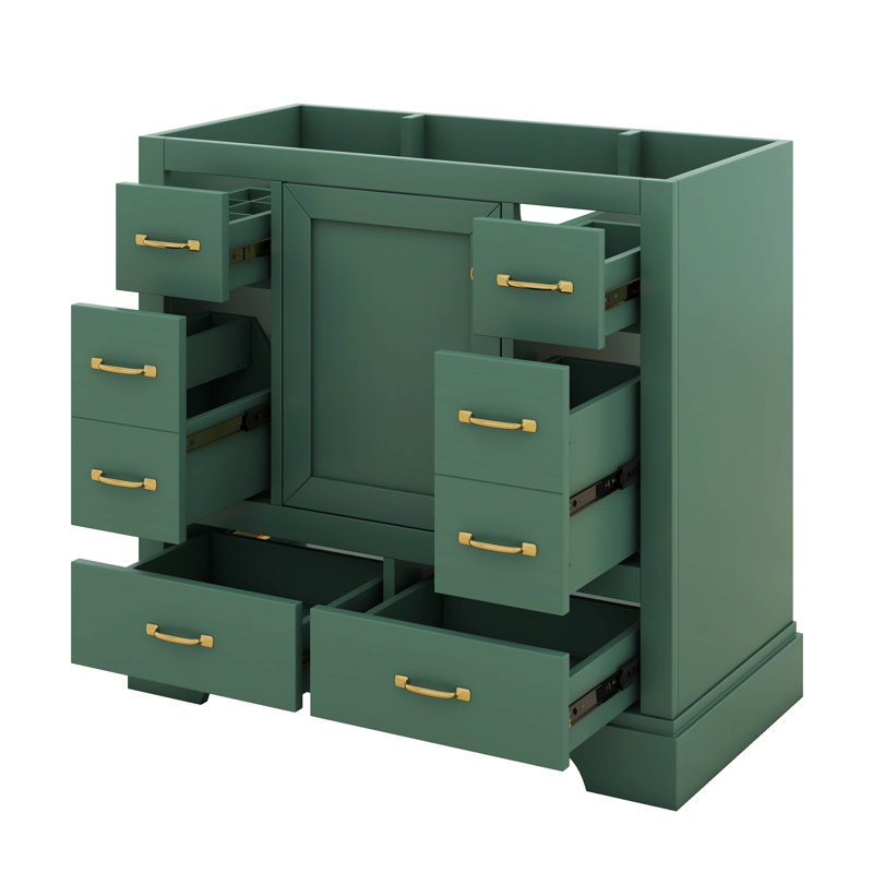 Meuble-lavabo 36 po sans lavabo, base seulement, six tiroirs, séparateur de tiroir multifonctionnel, tablette réglable, antitache