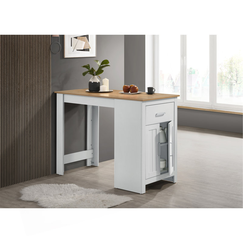Alonzo 47" And Small Space Counter Height Dining Table With Cabinet And Drawer Storage