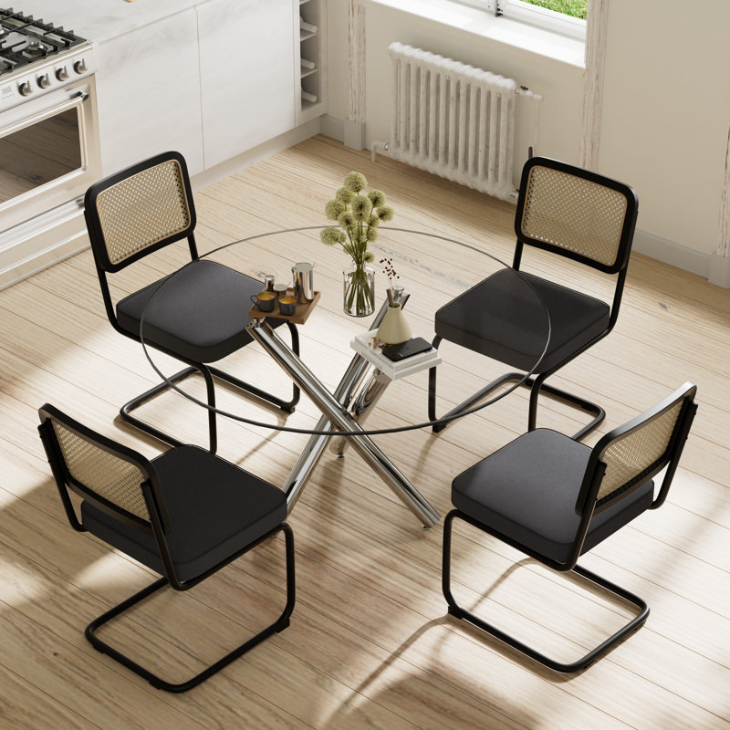 Ensemble de table de salle à manger Elegant, H 30 po x L 47 po x l 47 po, 7, Noir