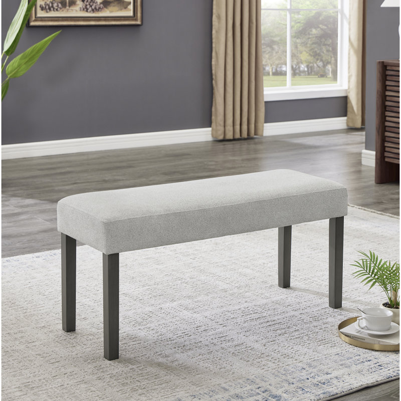 Banc rembourré en tissu gris clair Selena avec cadre en bois gris foncé Selena
