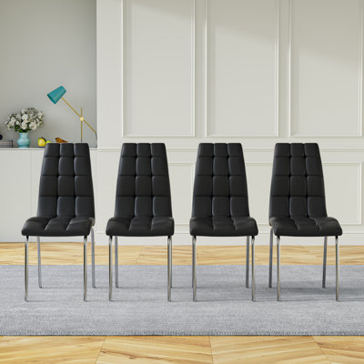 Table de salle à manger en verre avec base en verre et 4 chaises rembourrées, ensemble de salle à manger à piédestal 5 pièces