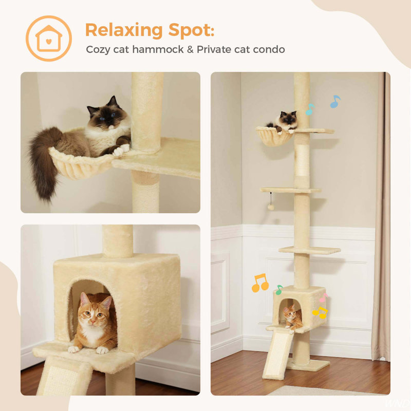 Beige Adjustable Height 5-Tier Sisal Cat Tree Tower