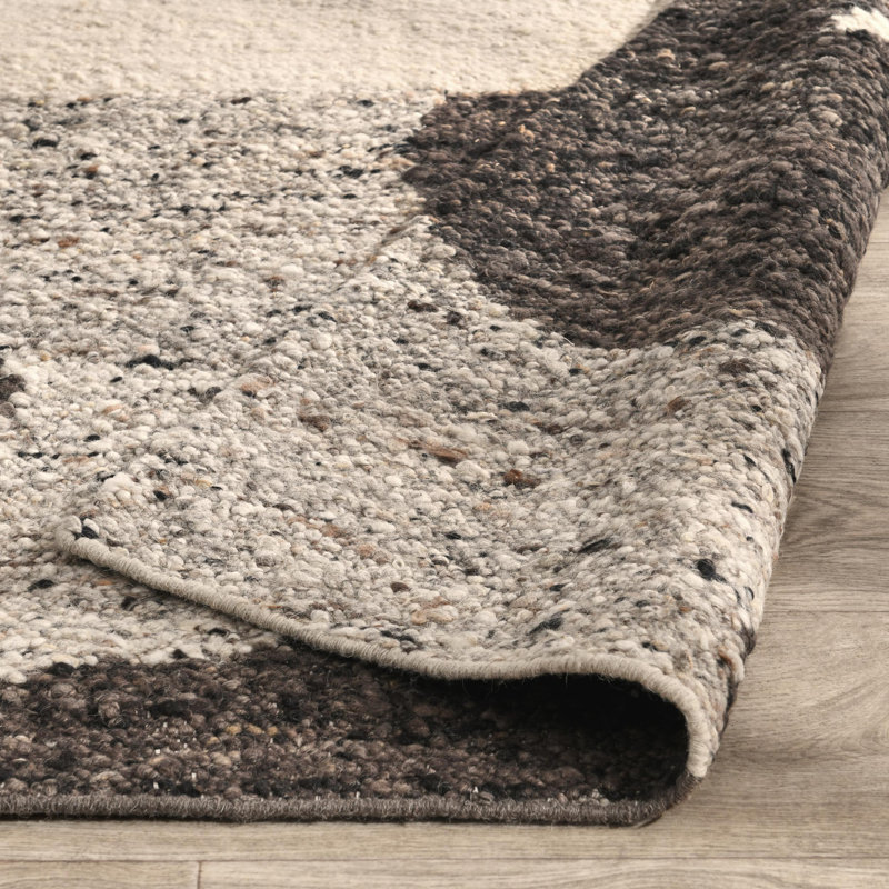 Hesperia 2x3 Hand Woven Wool Fabric Cedar Brown Pattern Rug, Brown, Rectangle 8' x 10'