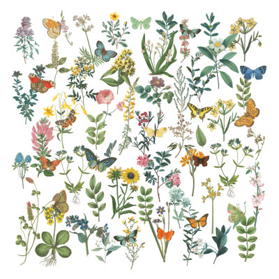 Fleurs et papillons par Wild Apple Portfolio - peinture sur toile tendue