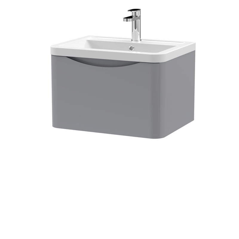 Lunar 600mm Single Bathroom Vanity with Integrated Vitreous China Basin, Satin Gray