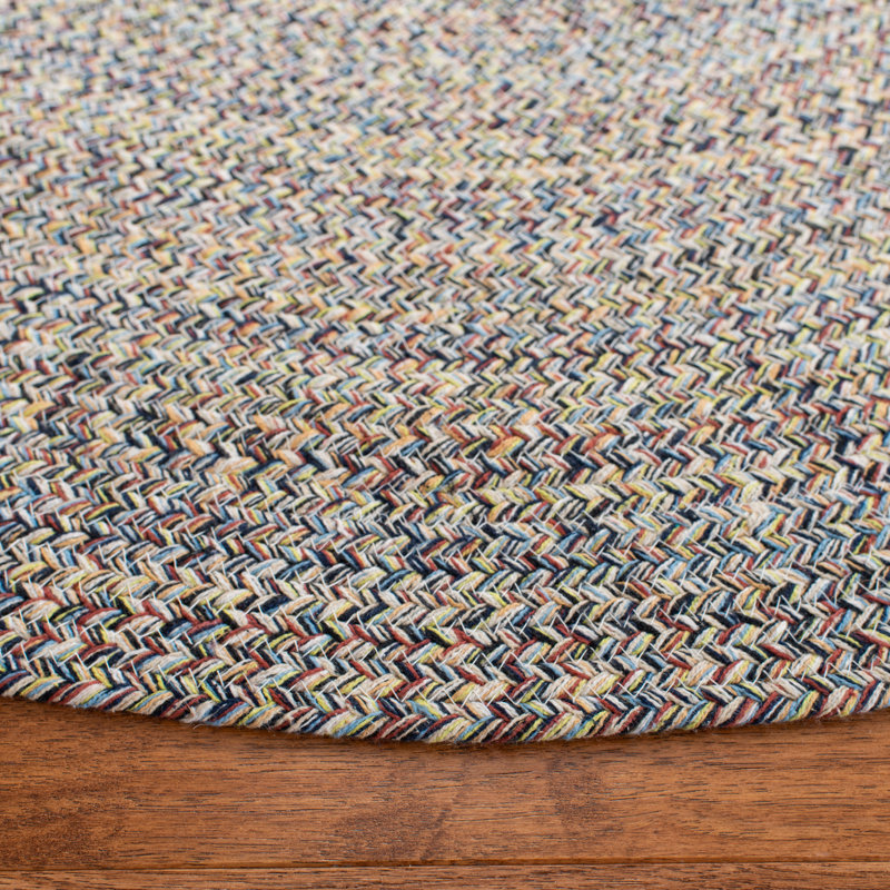 Tapis brun / ivoire en coton tressé à la main Manzer, Rond 5 pi