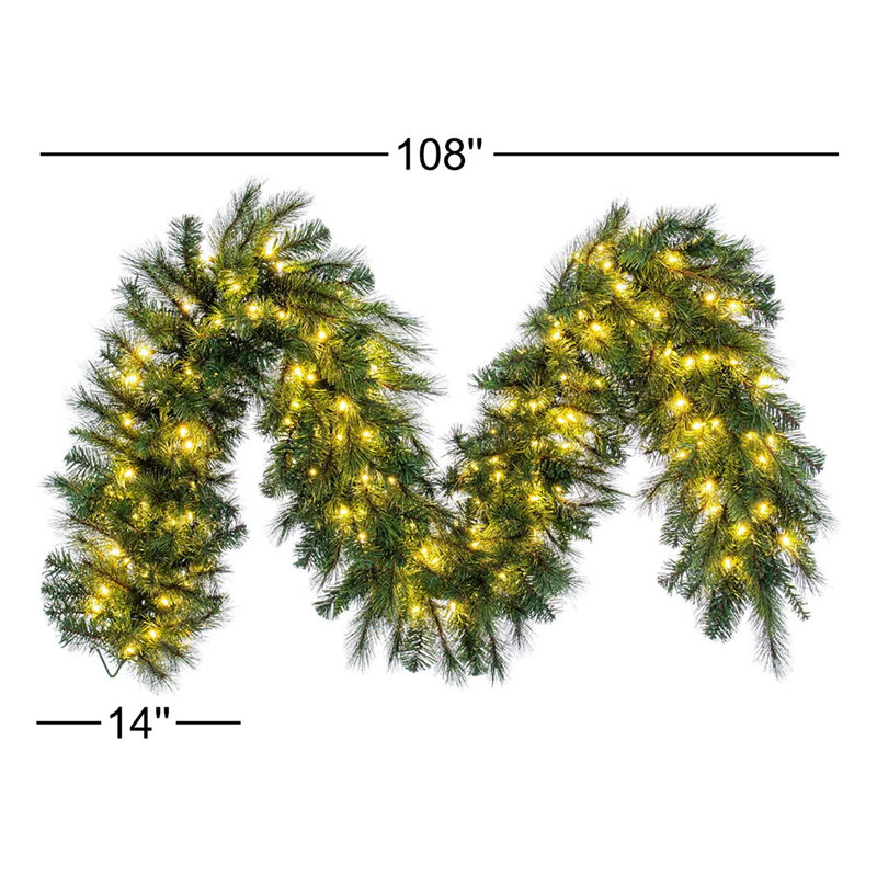 Vickerman 9' x 18" Brighton Pine Artificial Garland with 150 Warm White LED Mini Lights