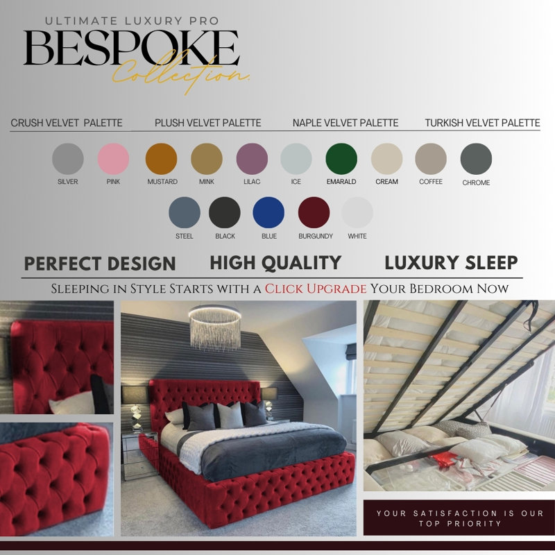 Aliyannah Upholstered Ottoman Storage Bed, Burgundy, Super King (6')