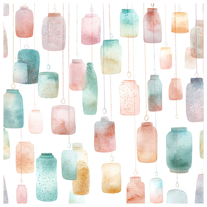 Watercolor Hanging Lanterns Double Sided Throw Pillows, 18 po x 18 po