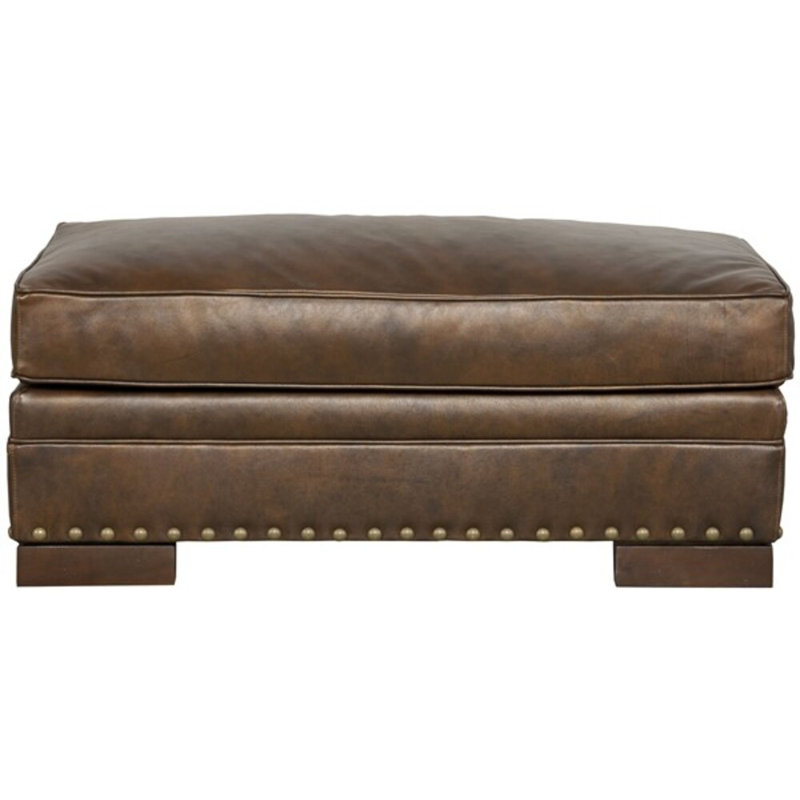 Riverside Upholstered Ottoman, Hampton, Distinct Shroom Genuine Leather, No