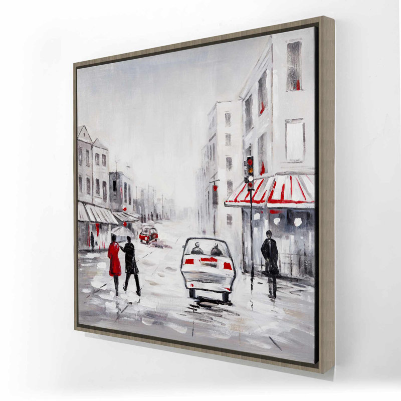 Scène de rue pacifique - Toile contemporaine encadrée