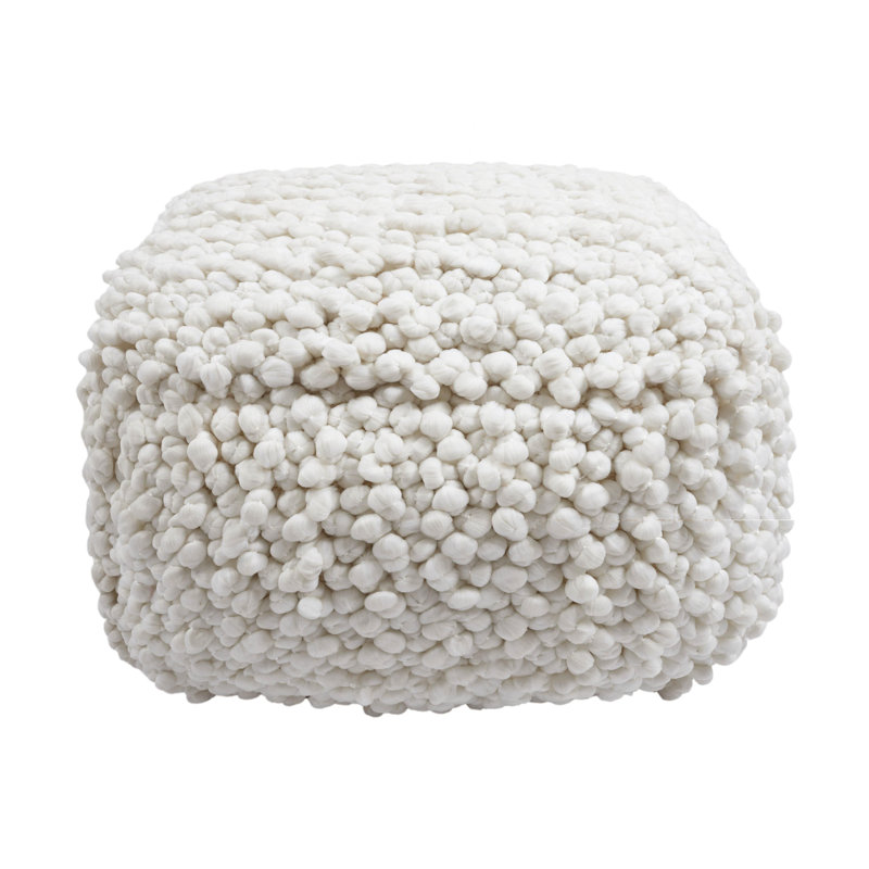 Cream Woven Pouf