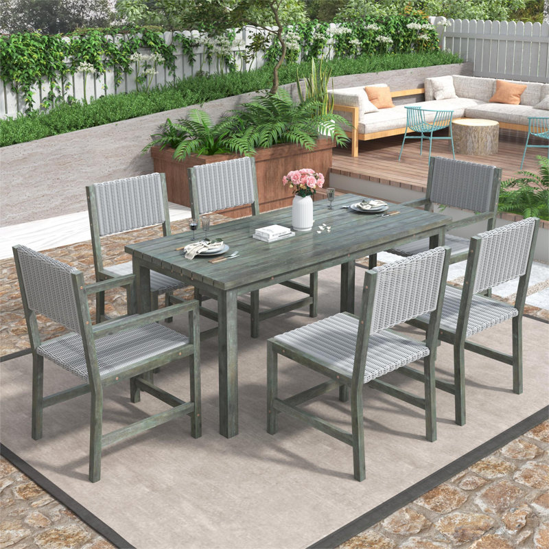 Waterford 6 - Person Garden Lounge Set with Cushions, Grey, Green