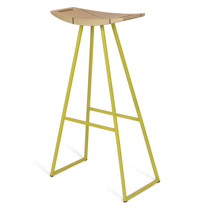 Robert Counter Stool with Metal Frame, Maple, Yellow, Bar Stool (30" Seat Height)