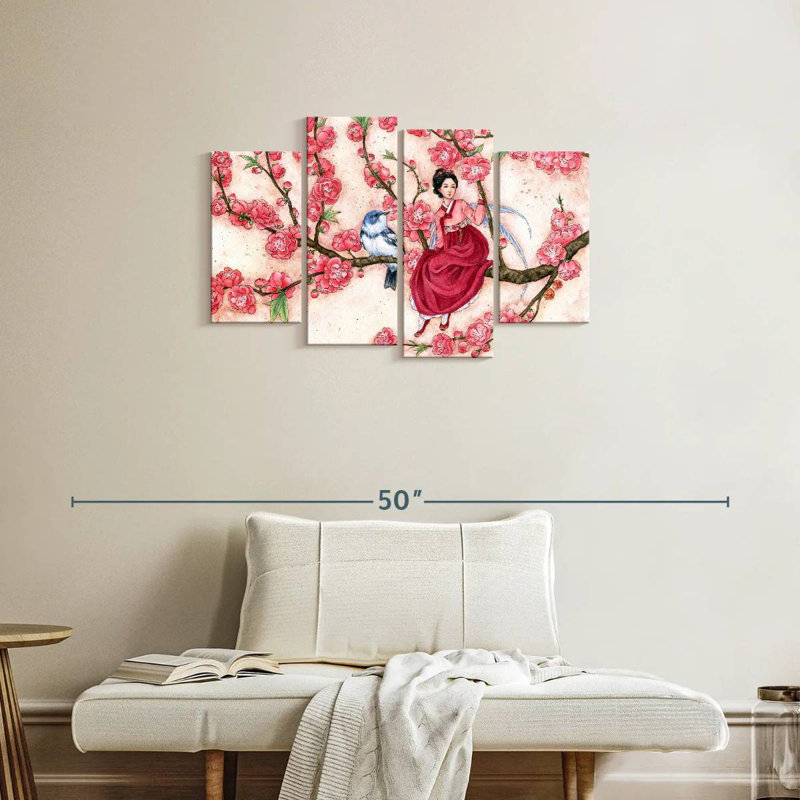 Kelan pêche en fleurs, H 22 po x l 36 po