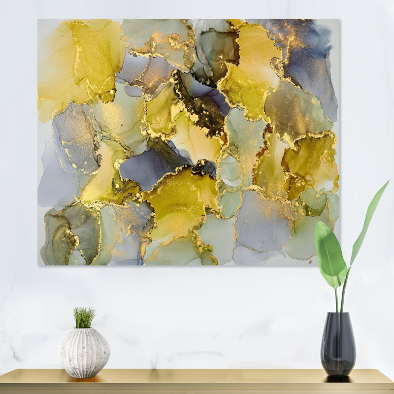 Vert luxueux abstrait fluide V - peinture sur toile, H 30 po x l 40 po x P 1,5 po, Toile tendue