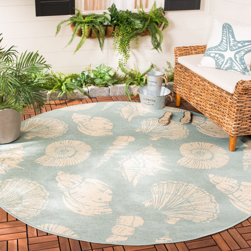 Plummer Performance Abstract Indoor/Outdoor Area Rug, Round 6'7"