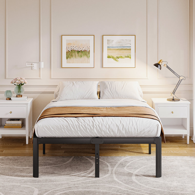 Jalyna Metal Bed Frame with Round Corners, Box Spring Not Required, Noise Free, Queen, 14"
