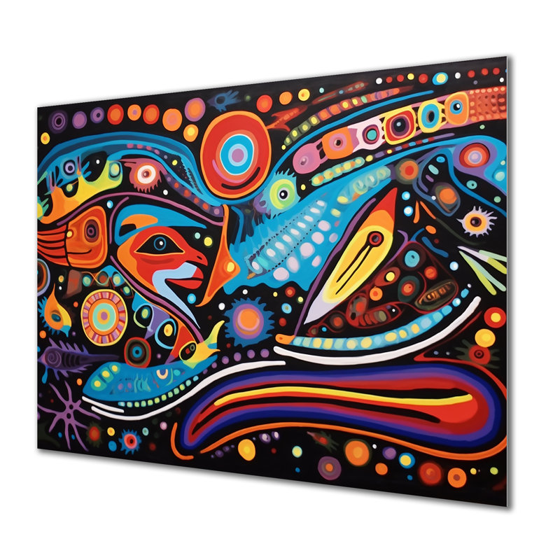 Indigène composition grand mystère - art mural amérindien, Métal métal, H 24 po x l 32 po x P 1 po