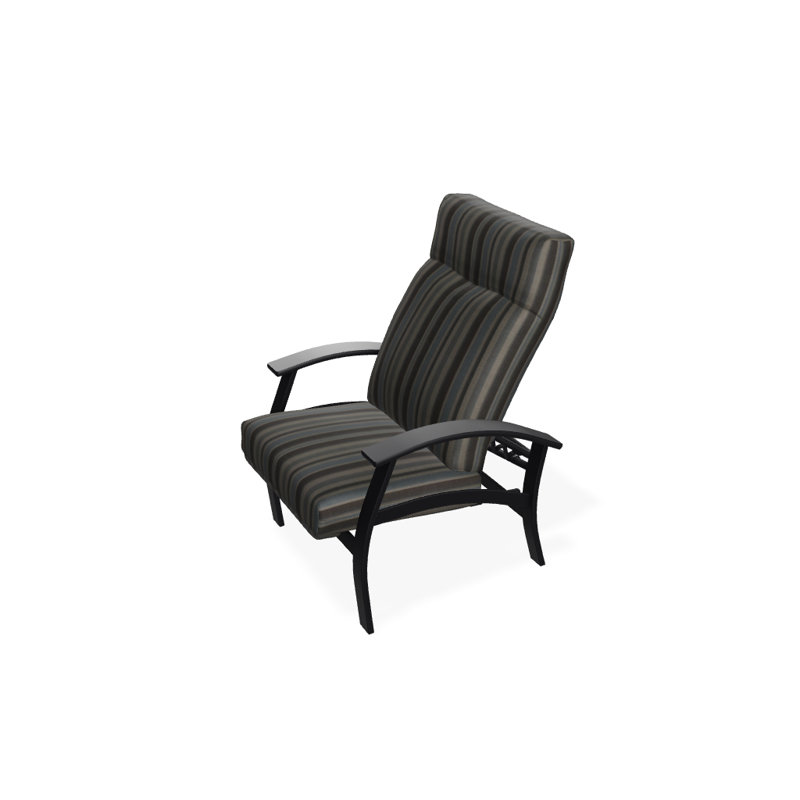 Chaise de patio inclinable avec coussins Askar, Aperçu de nuage, Noir P70, Noir texturé
