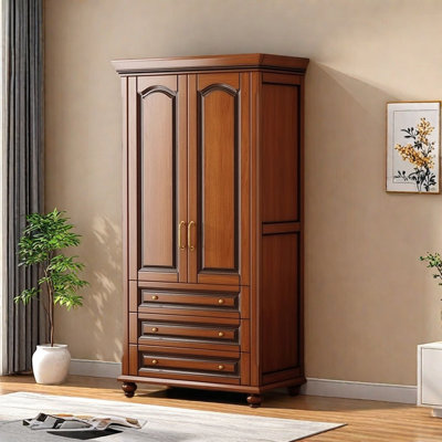 American Retro Light Luxury Brown Wardrobe