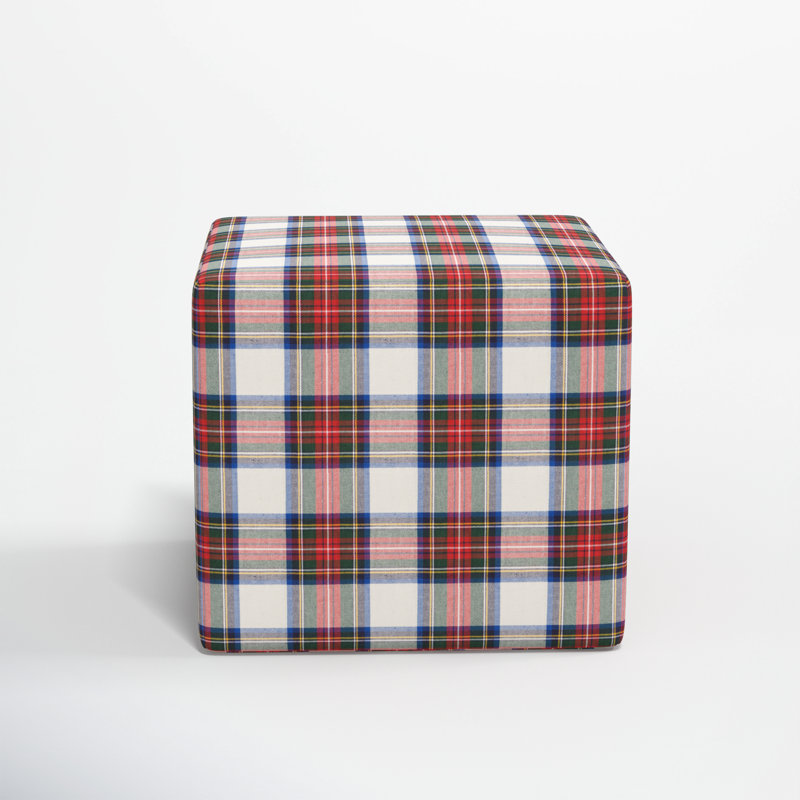 Era Upholstered Ottoman, Stewart Dress Multi