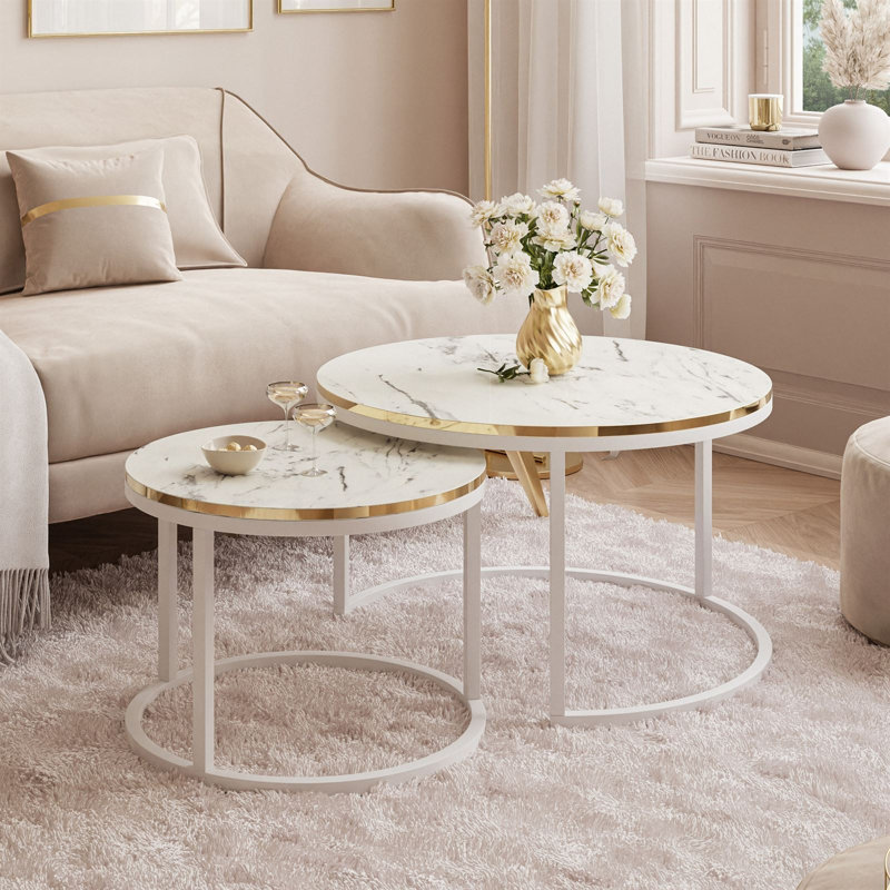 Coffee Table, Carrara Marble, White