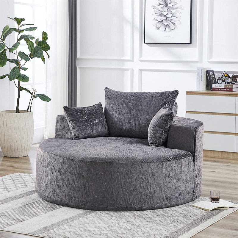 Canapé-lit simple en éponge de 55 pi, sans assemblage requis, fauteuil-lit moderne moelleux avec tissu chenille et dossier