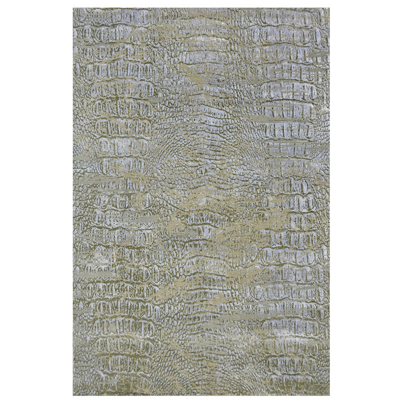 Tapis gris / beige noué à la main, Rectangle 9 pi x 12 pi