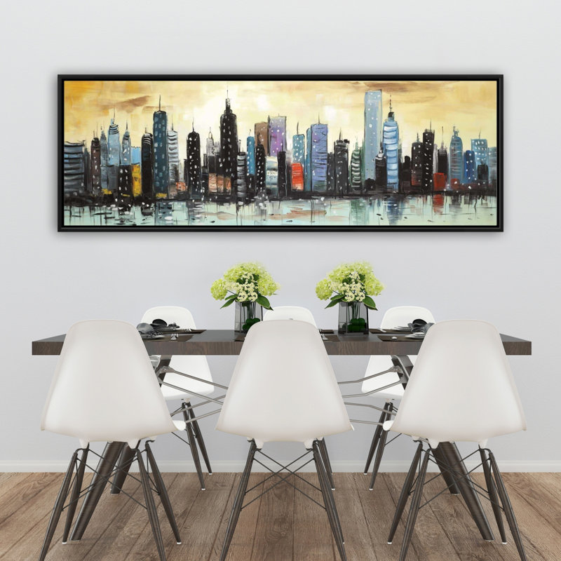 «Skyline On Abstract Cityscape», reproduction sur toile