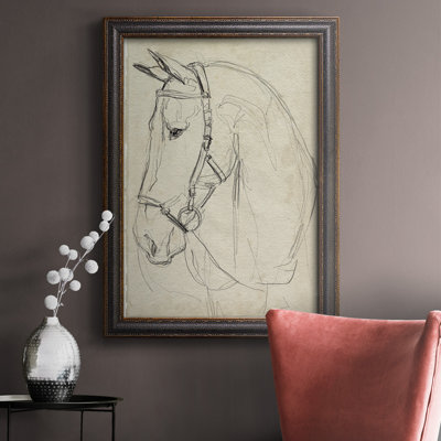 «Horse In Bridle S croquis II», toile encadrée de qualité supérieure - prête à être accrochée