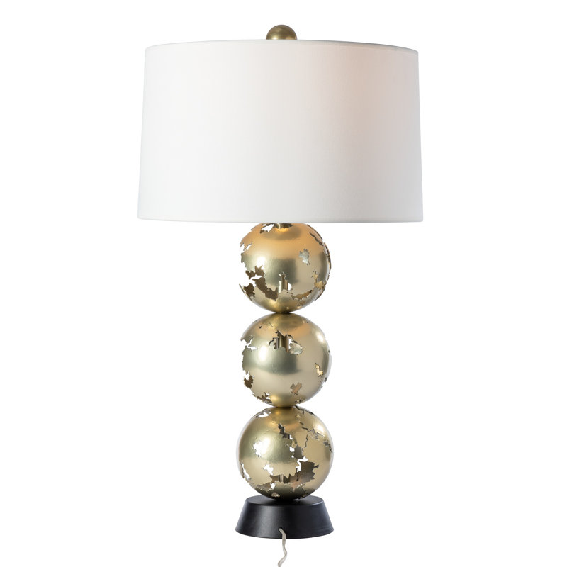 Pangea Tall Table Lamp, Modern Brass, White