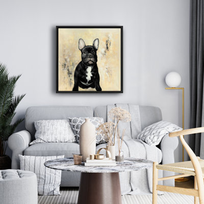 Toile de chambre à coucher bouledogue français noir | Art mural Home Decor