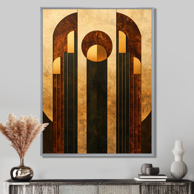 Watkins, formes géométriques noyer essentielles - reproductions encadrées modernes, Argent argent, H 44 po x l 34 po