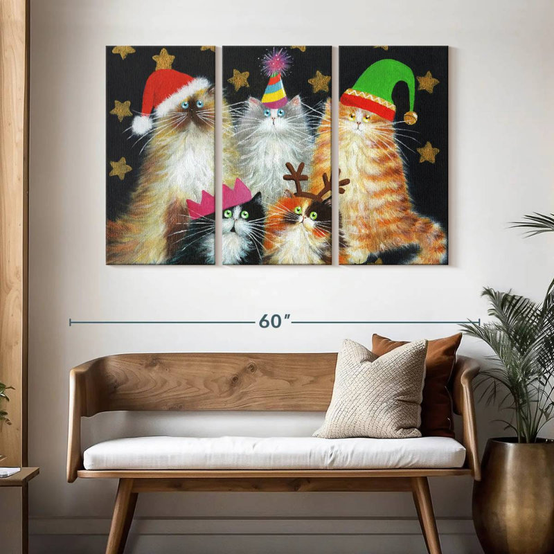 Chats de Noël Brampt, H 32 po x l 50 po
