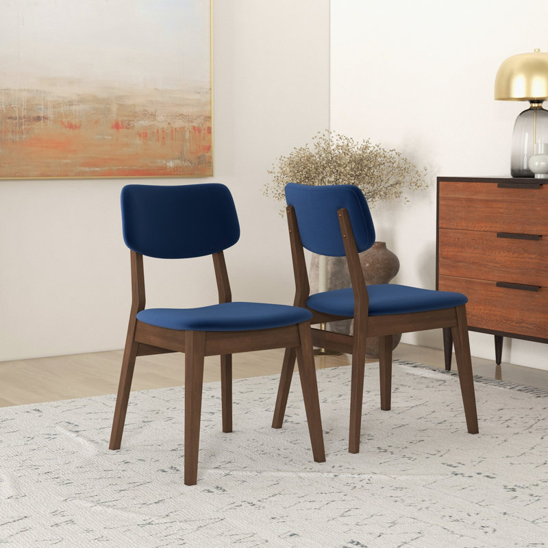 Ensemble de 2 chaises d'appoint en velours bleu Carlos