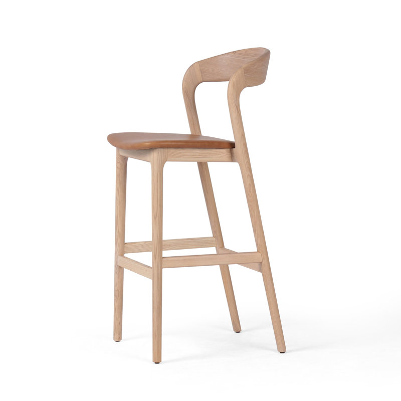Amare Counter & Bar Stool, Butterscotch Genuine Leather/Natural, Bar Stool (30" Seat Height)