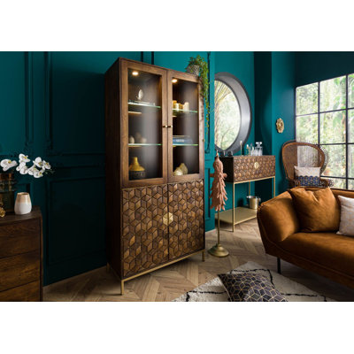 Solid Wood and Iron 98.5 cm W Display Cabinet