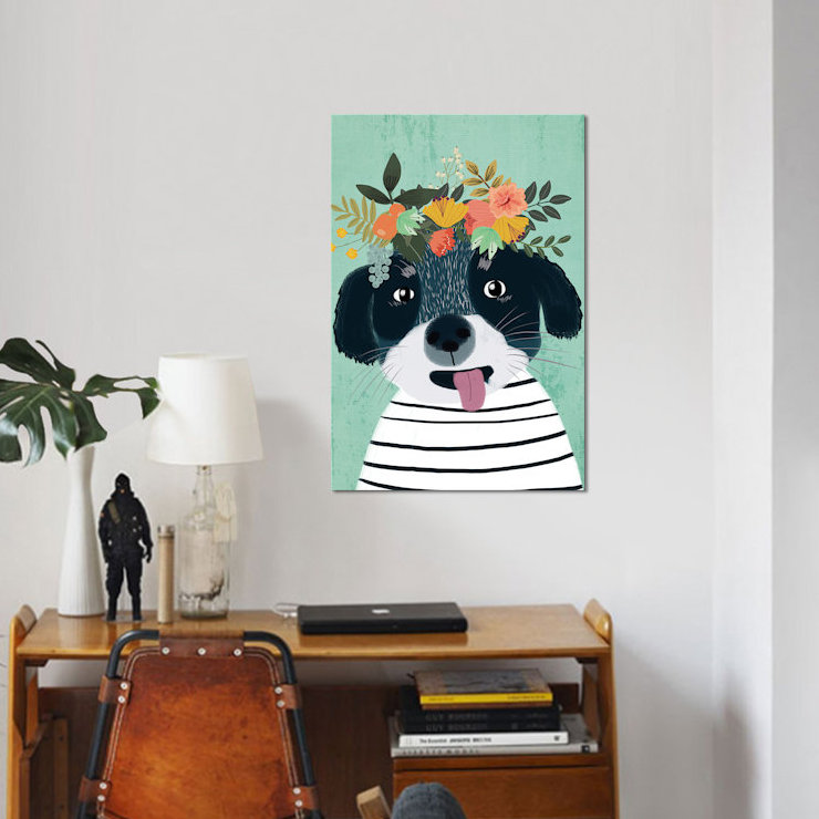 «Puppy», impression sur toile, H 26 po x l 18 po x P 1,5 po, Pas de tapis, Toile tendue