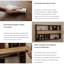 37.40" Mid-Century Retro Brown Rattan & Walnut Solid Wood Wall-Mounted Curio Shelf, Wall Decor Storage Display Rack