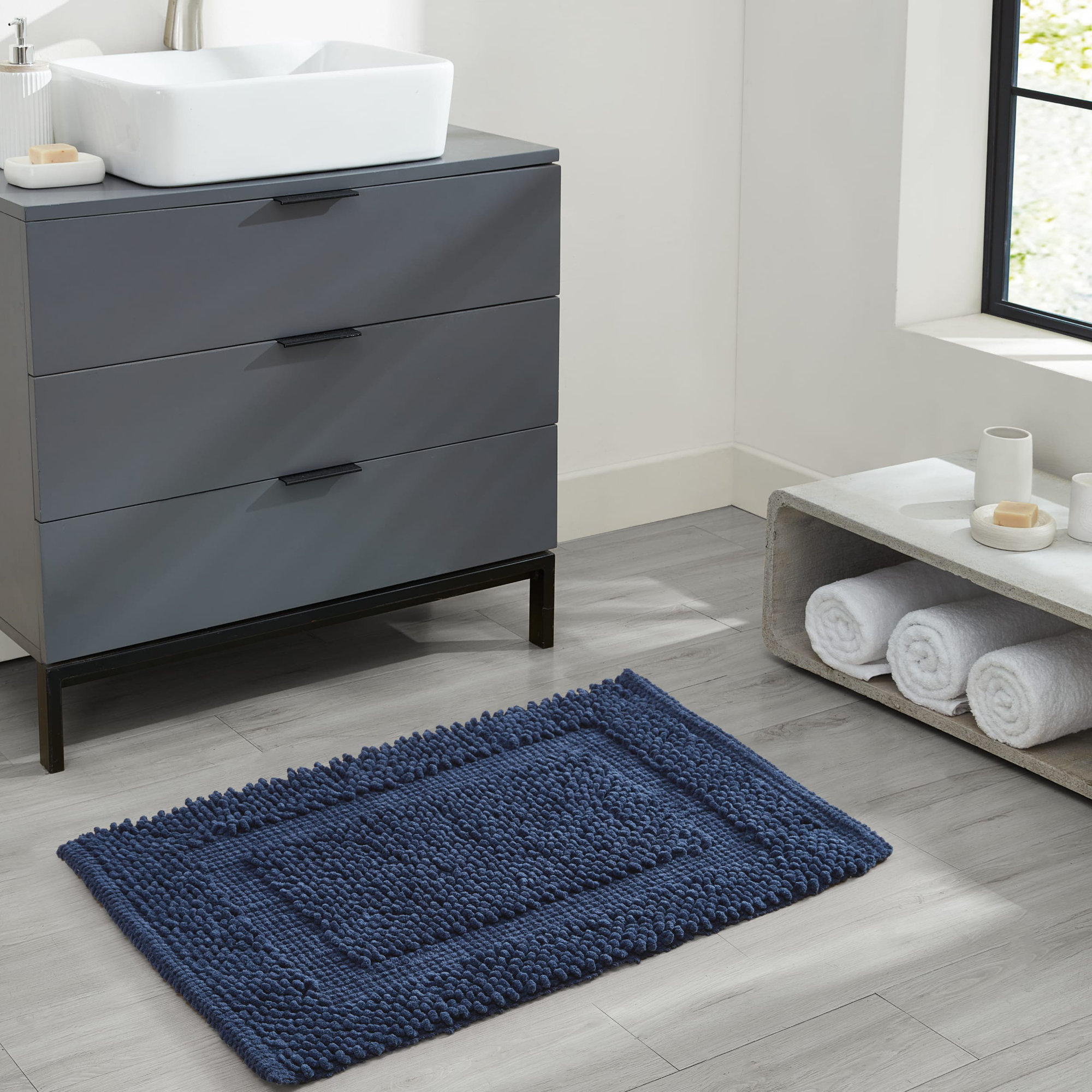 Payten Classic Cotton Bath Mat, Single - 20"W x 32"L, Pale Blue