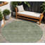 Tapis extérieur rond lavable floral vert olive et beige 8 pi 8 po
