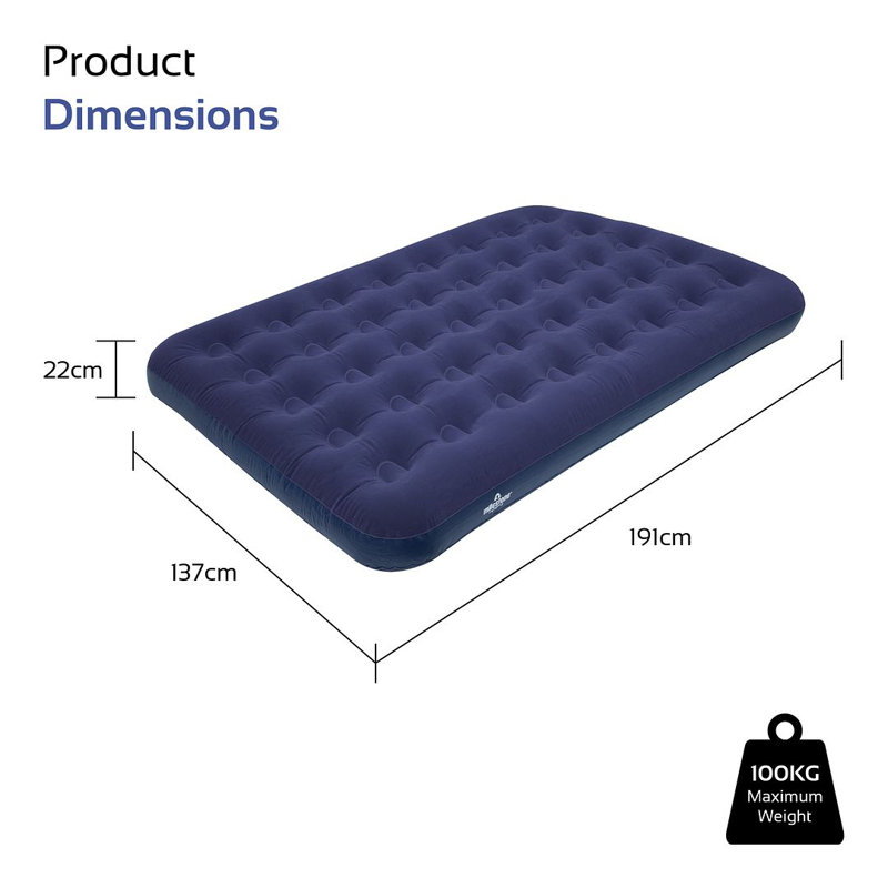 Flocked Airbed, Double, Blue