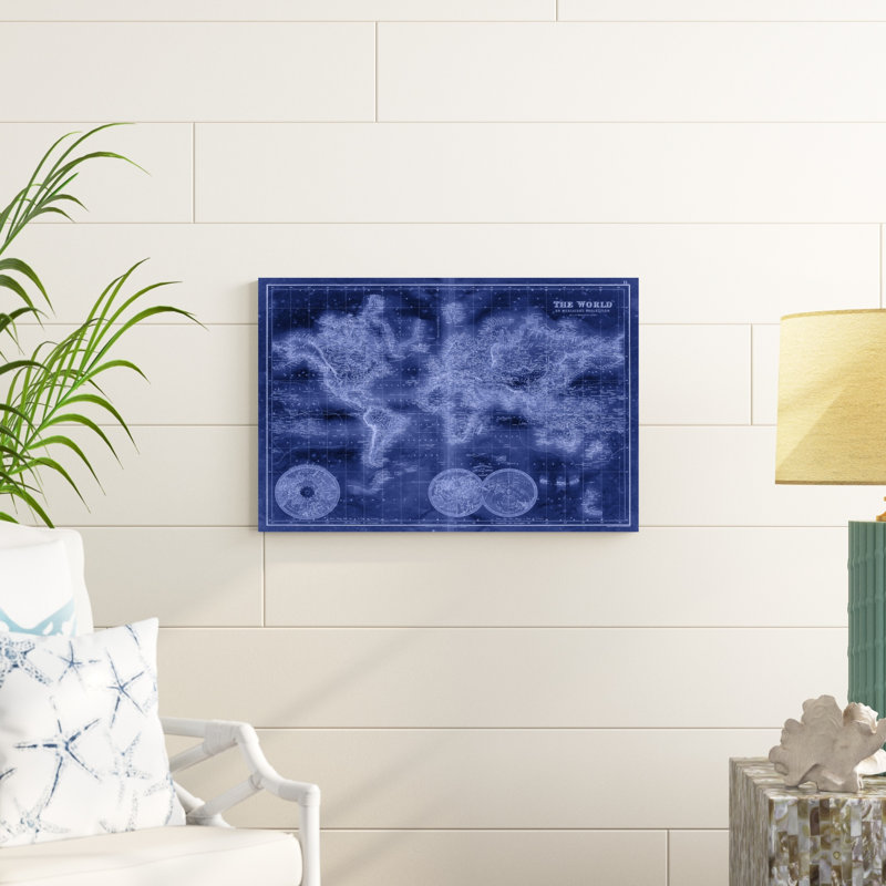 «Indigo World Map», impression sur toile, H 20 po x l 30 po