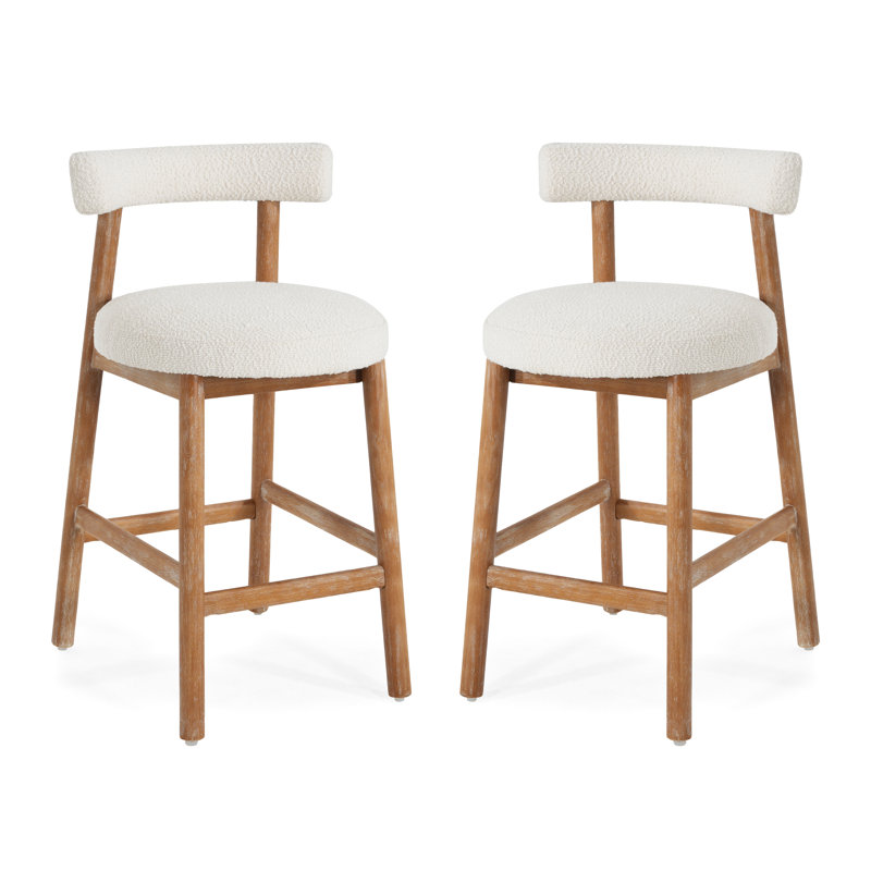 Tabourets de comptoir rembourrés 26,77 po Colten, Naturel, 4, Blanc