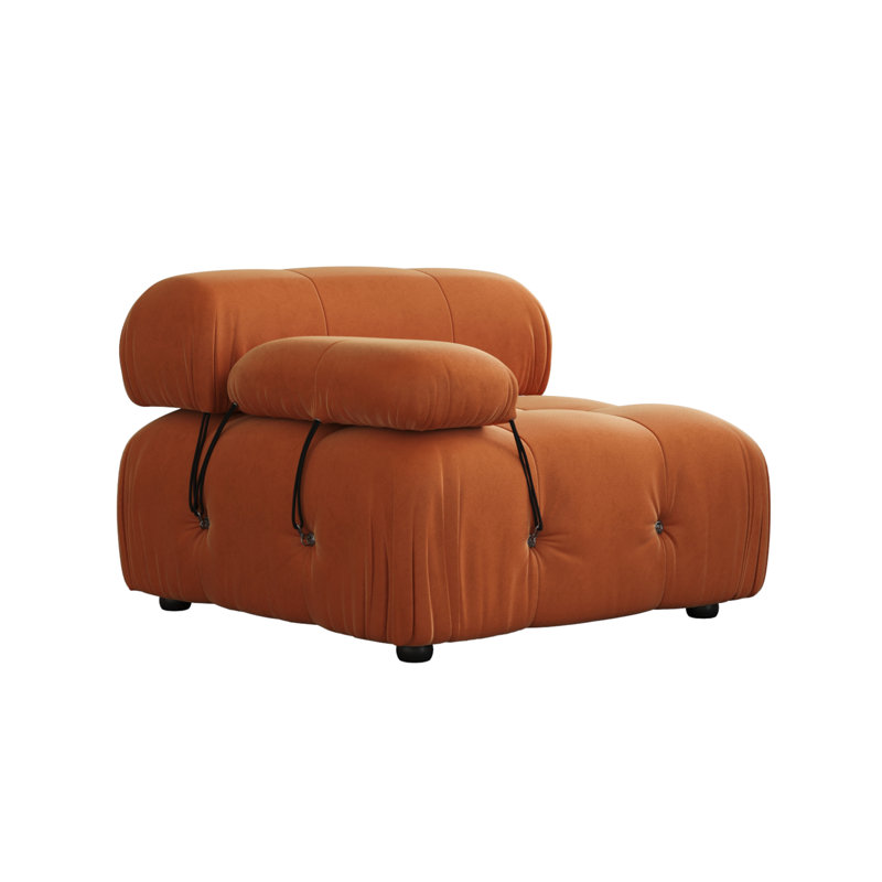 Upholstered Modern Velvet Fabric Single One-Armed Chair, Orange