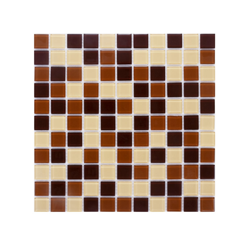 1" x 1" Straight Edge Glass Mosaic Tile, Earth