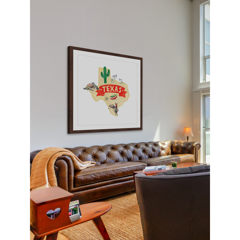 « bold red texas », reproduction de peinture encadrée, H 12 po x l 12 po x P 1,5 po