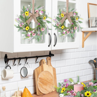 12 pièces 3 pouces printemps été couronne de fleurs artificielle mini anneaux de bougie de mariage floral couronnes armoires de cuisine couronne porte-bougie pilier pour mariage printemps été maison porte décoration de table