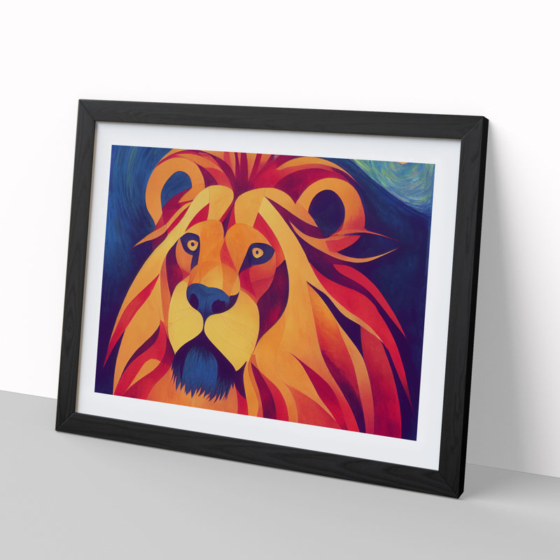 Brilliant Lion - Single Picture Frame Print, Black Framed, 46cm H x 64cm W x 2cm D